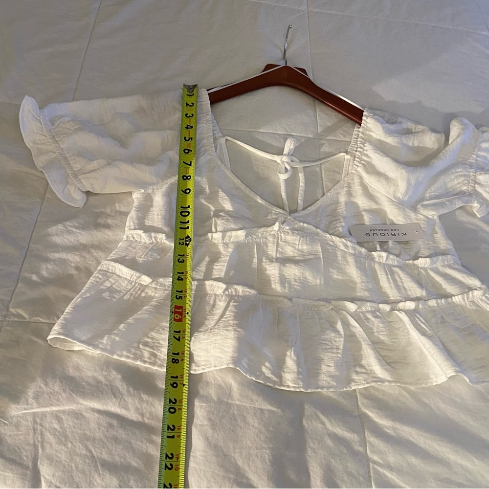 White Ruffled Women's Top - Picture 4 of 13